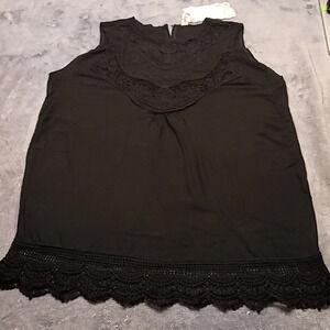 0190. NWTs ~ Every Girl Needs a Little Black Top~ Pullover ~ Lace Neckline ~ XL
